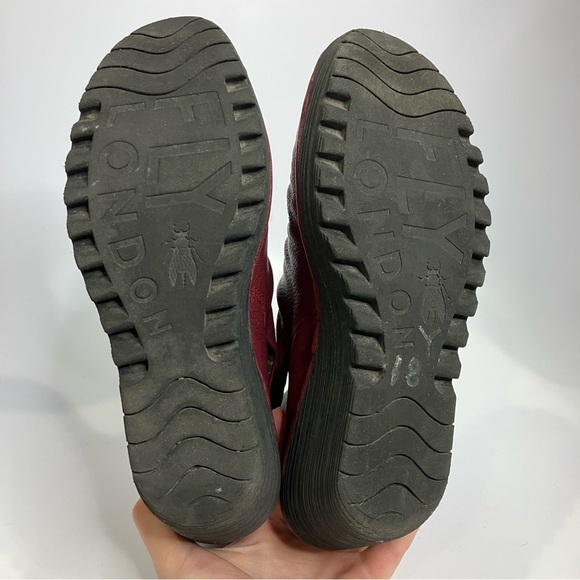 Fly London Yomi wedge ankle boots red leather size 39 8.5 punk casual modern - Picture 6 of 8